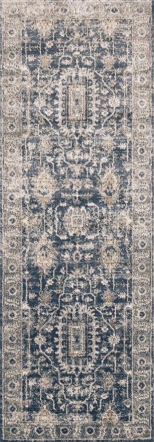 Loloi Teagan Collection TEA-03 Denim/Pebble 7'-11" x 10'-6" Area Rug, Large, Soft Neutral Rug, High-Traffic for Living Room, Bedroom, Home Office, Dining Area