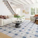 Dash & Albert Valen Plaid Blue Machine Washable Rug, 4 X 6 Feet, Blue/White Plaid Pattern