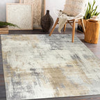 ReaLife Rugs Machine Washable Area Rug - Living Room Bedroom Bathroom Kitchen Entryway Office - Padded Low Pile Stain Resistant Premium - Modern Abstract Contemporary - Quinn - Beige 6' x 8'