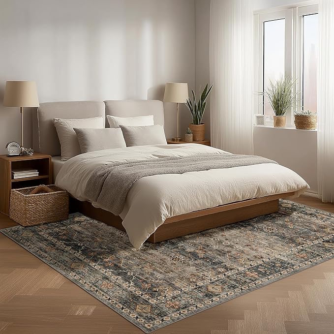 Area Rug Non Slip Machine Washable Ultra Soft Living Room/Bedroom/Kitchen/Outdoor/Classroom Camel, 4'×6'