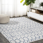 JONATHAN Y Boho Vintage Diamond Cream/Navy Indoor Area Rug 9X12 ft, Moroccan Hype for Living Room, Bedroom, Kitchen, Office, Easy-Cleaning, High Traffic, Pet-Friendly, Non-Shedding (MOH101F-9)