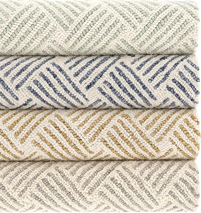 Dash & Albert Layers Grey Hand Hooked Wool Rug, 7.5 X 9.5 Feet, Grey/Ivory Geometric Pattern