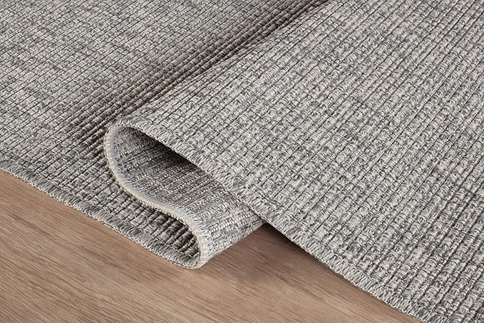 Beverly Rug Easy Jute Large Rug 9x12 Solid Washable Durable Outdoor Indoor Area Rugs for Living Dining Room Patio Office Stain Resistant Non Shedding Casual Indoor Outside Carpet 9 x 12 Gray