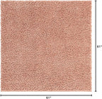 Unique Loom Davos Shag Collection Area Rug - Solid (5' 1" Square, Dusty Rose)