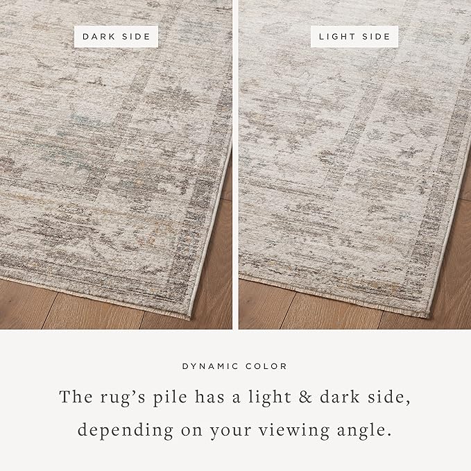 Loloi Magnolia Home by Joanna Gaines Millie Collection MIE-01 Silver/Dove 5'-3" x 7'-6", .25" Pile Height, Area Rug