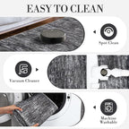 Garvee 2x6 Kitchen Rugs Non Slip Washable Bathroom Runner Rug, Non Shedding Low Pile Soft Area Rug Stain Resistant Foldable Minimalist Farmhouse Mats for Bedroom Entryway, Dark Grey