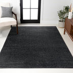 JONATHAN Y Haze Solid Low-Pile Black Indoor Area Rug 6x9, Coastal,Bohemian,Minimalist,Classic, Easy-Cleaning for Living Room,Bedroom,Kitchen,Pet Friendly,Non-Shedding (SEU100I-6)