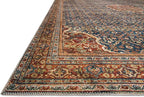 Loloi Layla Collection LAY-09 Cobalt Blue/Spice 3'-6" x 5'-6" .13" Thick Accent Rug, Soft, Durable, Vintage Inspired, Distressed, Low Pile, Non-Shedding, Easy Clean, Printed, Living Room Rug