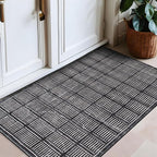 Rugshop Bohemian Stripe Lines Washable Non Slip Area Rug 2' x 4' Black