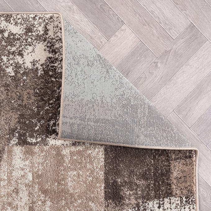 Rugshop Contemporary Abstract Circle Design Area Rug, Fade-Resistant Modern Carpet for Living Room, Dining Room, or Office, Brown, 10' x 14'