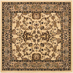 Unique Loom Sialk Hill Collection Area Rug - Washington (4' Square Ivory/Black)