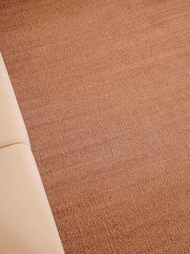 Rugsotic Carpets Hand Woven Flat Weave Kilim Wool 5'x8' Area Rug Solid Light Brown D00111