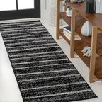 JONATHAN Y Williamsburg Minimalist Stripe Black/Cream Runner Rug, 2x8, Contemporary, Modern, Easy-Cleaning for Living Room, Bedroom, Kitchen, Pet Friendly, Non-Shedding (MOH201F-28)