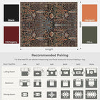 Kokia Boho Vintage Floral Area Rugs, Washable Oriental Botanical Rugs for Living Room, Bedroom, Dining Room, Office, Soft Indoor Area Rug, Wild Black，6x9