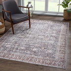 Bloom Rugs Washable 3' x 5' Rug - Brown/Dark Gray Traditional Area Rug for Living Room, Bedroom, Dining Room, and Kitchen - Exact Size: 3' x 5'