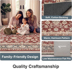 Well Woven Asha Rome Red 6' x 9' Area Rug - Oriental Floral Pattern, Easy Clean, Floor-Friendly Backing - for Living Room, Bedroom, and Dining Room