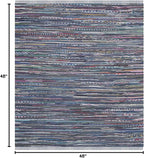 SAFAVIEH Rag Rug Collection Area Rug - 4' Square, Purple & Multi, Handmade Boho Stripe Cotton, Ideal for High Traffic Areas in Living Room, Bedroom (RAR121D)