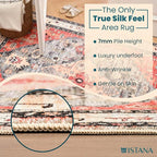Istana 4x6 Rug - Red & Teal Area Rugs 4x6 - Kid & Pet Friendly Machine Washable Rugs - 4 x 6 Area Rug Non Slip & Non Shedding Area Rug - Foldable Rug for Room for Bedroom
