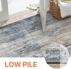 GENIMO Washable Area Rugs for Living Room, 8x10 Modern Non Slip Rugs, Low Pile Lightweight Soft Print Rug for Bedroom, Dining Room, Home Office, Denim Blue Gray