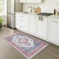 Fame Rugs Turkish Rug. Washable Vintage Oriental Antique Inspired Traditional Doormat Small Modern Area Rugs Luxury Entryway Entry Bedroom Bathroom Kitchen (402RN, 2'5 x 13'1)