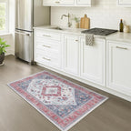 Fame Rugs Turkish Rug. Washable Vintage Oriental Antique Inspired Traditional Doormat Small Modern Area Rugs Luxury Entryway Entry Bedroom Bathroom Kitchen (402RN, 2'5 x 13'1)
