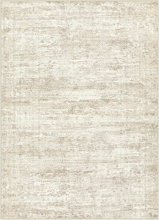 4x6 Area Rug Living Room Rugs - Washable Neutral Modern Abstract Soft Thin Rug Indoor Floor No Slip Rug Carpet for Bedroom Under Dining Table Home Office Decor - Beige/Brown