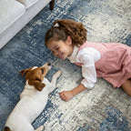 GENIMO Washable Area Rugs for Living Room, 10x12 Modern Non Slip Rugs, Low Pile Lightweight Soft Print Rug for Bedroom, Dining Room, Home Office, Washed Slate Blue