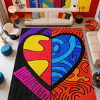 Abstract Rug - 8x10 Rug,Colorful Pop Art Area Rugs,Hippie Aesthetic Funky Non Slip Shed Resistant Extra Large Carpets Home Decor #C130