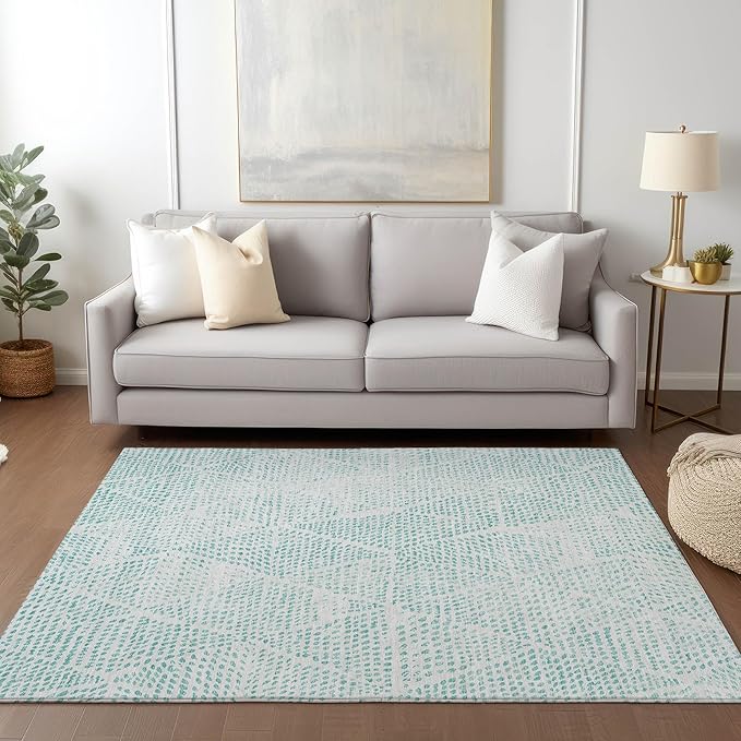 Addison Rugs Chantille ACN591 Aqua 5' x 7'6" Indoor Outdoor Area Rug, Easy Clean, Machine Washable, Non Shedding, Bedroom, Living Room, Dining Room, Kitchen, Patio Rug