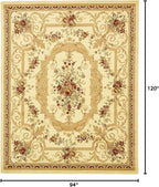 Rugs.com Chateau Collection Rug – 8' x 10' Cream Medium Rug Perfect for Living Rooms, Large Dining Rooms, Open Floorplans