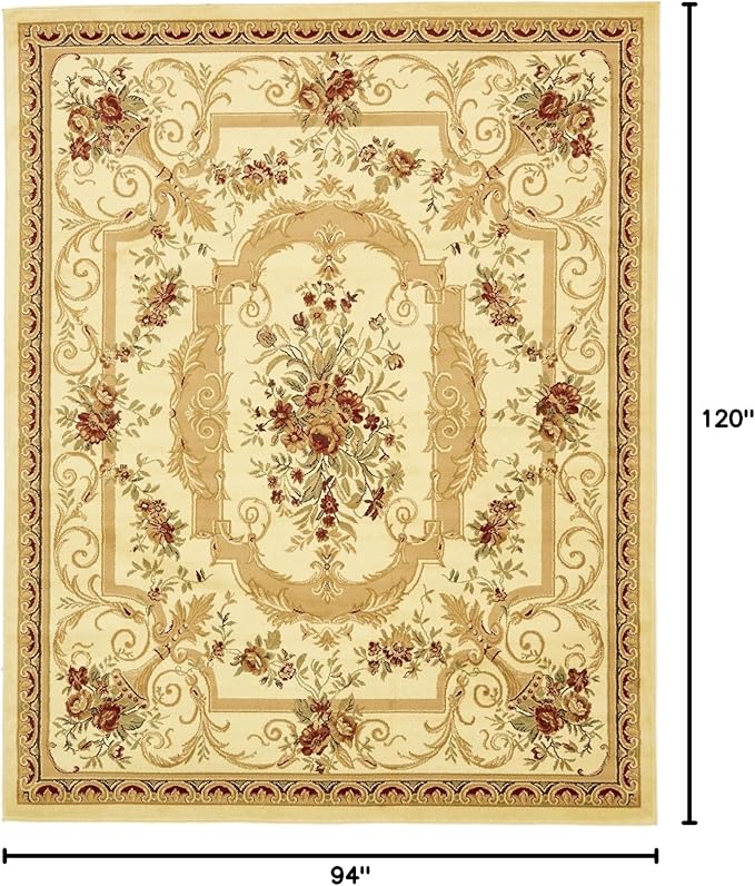 Rugs.com Chateau Collection Rug – 8' x 10' Cream Medium Rug Perfect for Living Rooms, Large Dining Rooms, Open Floorplans