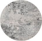 Rugs.com Leipzig Collection Rug – 5 Ft Round Gray Low-Pile Rug Perfect for Kitchens, Dining Rooms