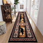 Rustic Cabin Bear Runner Rug, 4x10ft, Native American Long Runner Rug, Wildlife Black Bear Forest Hallway Rug, Vintage Brown Non-Slip Washable Southwestern Style Rug for Entry Kitchen