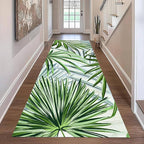 Hall Runner Rug 2x8 ft Non-Slip - Tropical Palm Leaves Design in Emerald Green - Easy Clean Washable Carpet for Hallway, Entryway, Bedroom - Durable Floor Decor