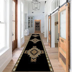 Vintage Baroque Art Long Hallway Rugs Runners, 2x10ft, Luxury European Geometric Living Room Rug, Gold Greek Meandering Soft Washable Mats, Shed Resistant Pet Friendly Carpet for Indoor