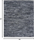 SAFAVIEH Rag Rug Collection Area Rug - 5' x 8', Black, Handmade Boho Stripe Cotton, Ideal for High Traffic Areas in Living Room, Bedroom (RAR121Z)