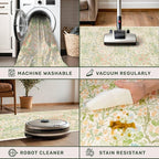 Washable Entry Rug - Front Door Rugs Indoor, Non-Slip Bathroom Small Rugs, Vintage Floral Style Rug for Kitchen, Perfect for Entryway Décor (2x3 Beige Green)