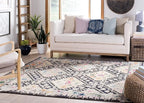 SAFAVIEH Madison Collection Area Rug - 6'7" Square, Black & Yellow, Boho Diamond Distressed Design, Non-Shedding & Easy Care, Ideal for High Traffic Areas in Living Room, Bedroom (MAD418Z)