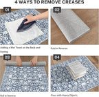 Vintage Floral 2.6x8 Runner Rug, Light Blue White Washable Kitchen Runner Rug Non-Slip Hallway Rug Runner Thin Printed Faux Wool Super Soft Carpet for Entryway Bedroom Laundry Room Indoor