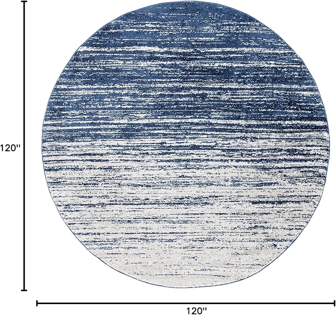 SAFAVIEH Adirondack Collection Area Rug - 10' Round, Navy & Ivory, Modern Ombre Design, Non Shedding & Easy to Clean, Ideal for Living Room, Bedroom, Office, Dining Space (ADR113N)
