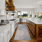 Custom Made Runner Rug for Kitchen Foyer Hallway Entry Choose Your Length Size 26 Inch Wide Geometric Lattice Design Grey Color (3 feet x 26 inch)
