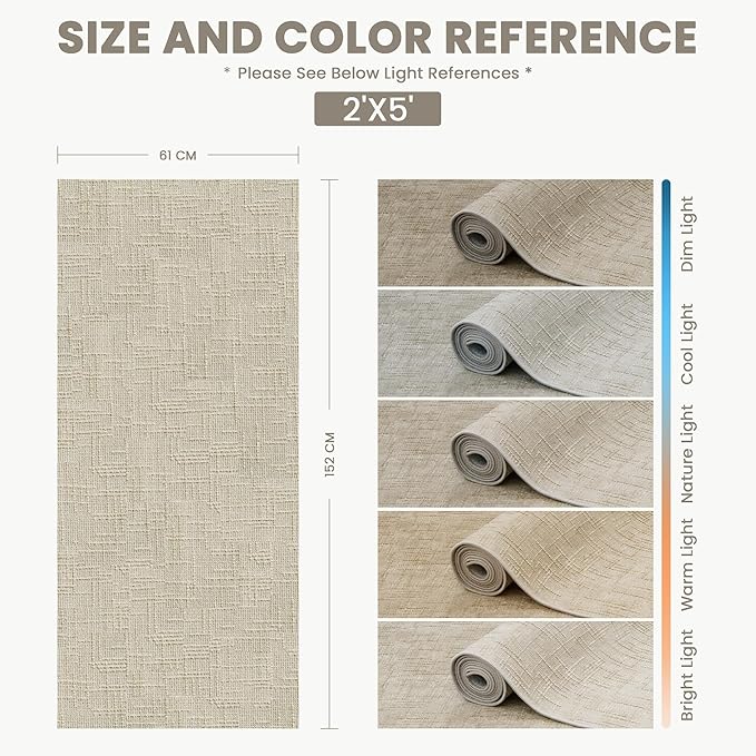 Art&Tuft 2x5 Runner Rug - Washable Runner Rugs, Non-Slip Runner Rug for Hallway, High Low Pile Textured Stripe 2x5 Rug Runner Throw Carpet for Entrance Entryway Bedroom Living Room Kitchen, Beige