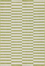 Unique Loom Outdoor Striped Collection Area Rug - Striped (6' 1" x 9' Rectangle, Green/Ivory)