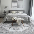 Bavni Area Rug 5x7 for Living Room Bedroom Dining Room, Boho Tribal Machine Washable Rug Print Vintage Aesthetic Gray Carpet, Floor Cover, Low Pile Lightweight Non Slip