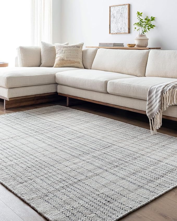 Mark&Day Wool Rugs, 6x9 Ishaq Cottage Slate Area Rug, Grey Silver Carpet for Living Room, Bedroom or Kitchen (6' x 9')