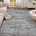 5x7 Area Rug Living Room Rugs - Washable Neutral Modern Abstract Soft Thin Rug Indoor Floor No Slip Rug Carpet for Bedroom Under Dining Table Home Office Decor - Dark Gray