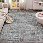 5x7 Area Rug Living Room Rugs - Washable Neutral Modern Abstract Soft Thin Rug Indoor Floor No Slip Rug Carpet for Bedroom Under Dining Table Home Office Decor - Dark Gray