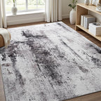 Toneed Abstract Area Rug Modern Washable Rug Soft Non Slip Rug Low Pile for Bedroom Living Room Dining Room Coffee Brown 7x10 Feet