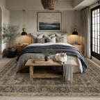 6x9 Washable Area Rug Brown Vintage Distressed Large Rug for Living Room Oriental Soft Thin Indoor Retro Carpet Non Slip Low Pile Floor Cover for Bedroom Dining Room Office Nursery