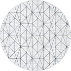 Rugs.com Lattice Trellis Collection Rug – 8 Ft Round White Low-Pile Rug Perfect for Kitchens, Dining Rooms